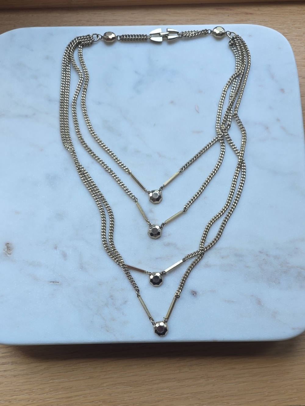 Vintage 1960s/1970s Gold Tone 4 Strand Layered Chain Necklace
